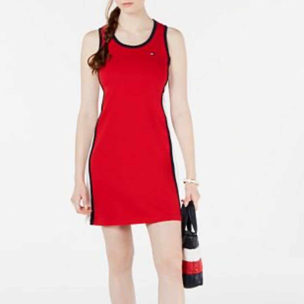 Red tommy hilfiger midi dress